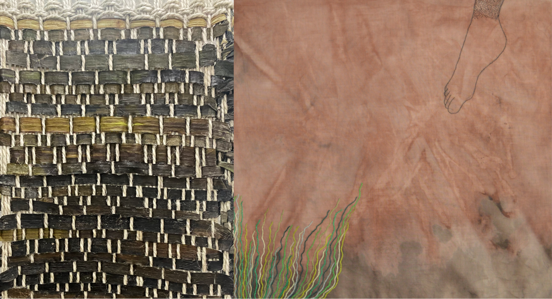 Två textila konstverk av Angelica Strandberg och Felicia Rauma Andersen