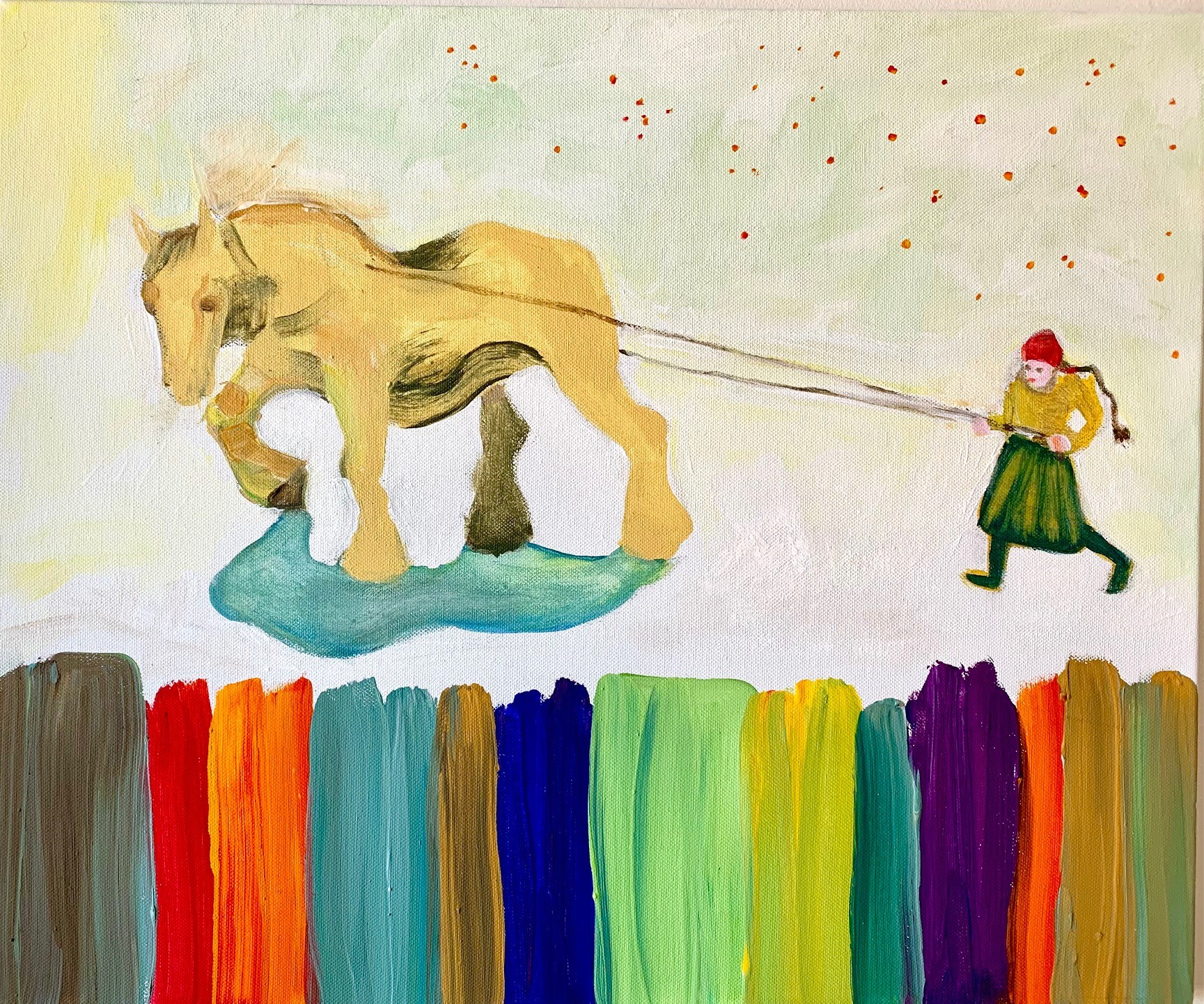 En målning av konstnären Gunilla Falck som heter att styra en häst