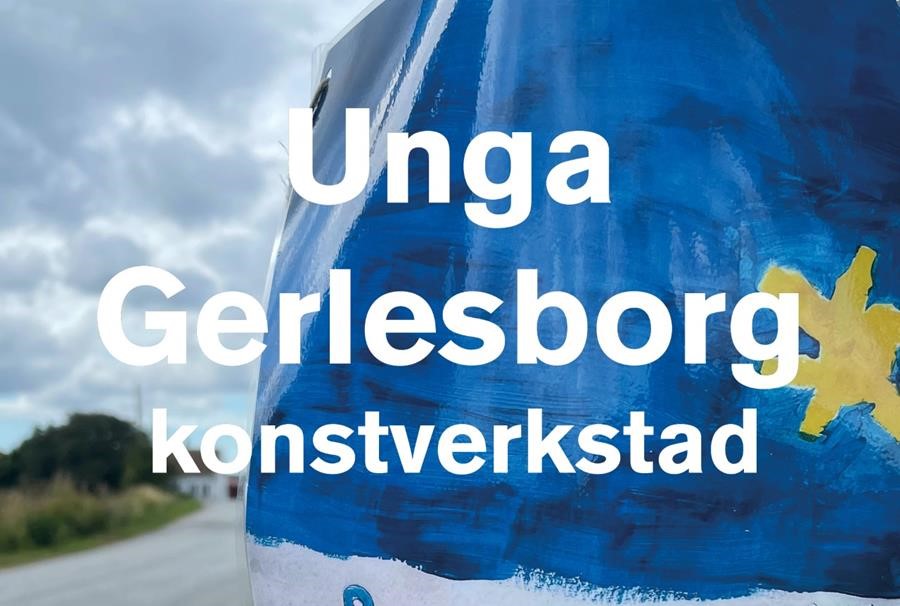 En egengjord flagga och texten Unga Gerlesborgsskolan konstverkstad 