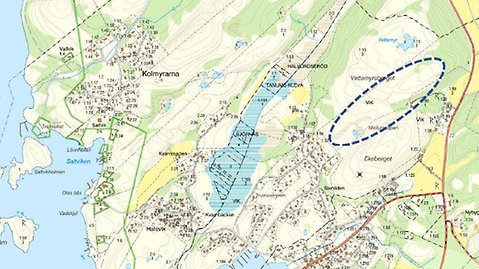 Ortofoto över planområde, Tanums-Rörvik 1:226, klätterpark